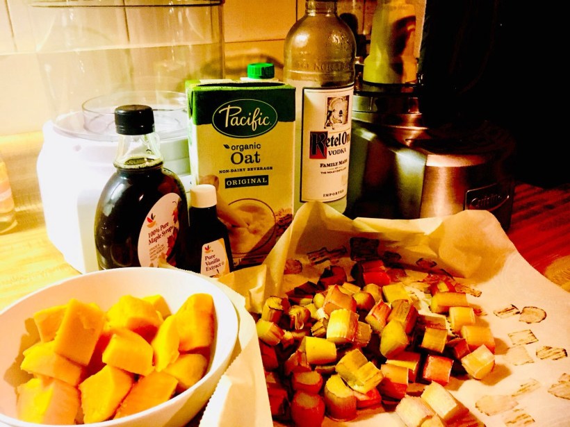 Rhubarb ice cream ingredienrs